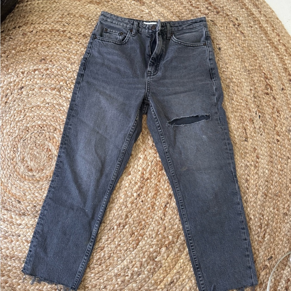 Topshop Women’s Charcoal Straight Jeans